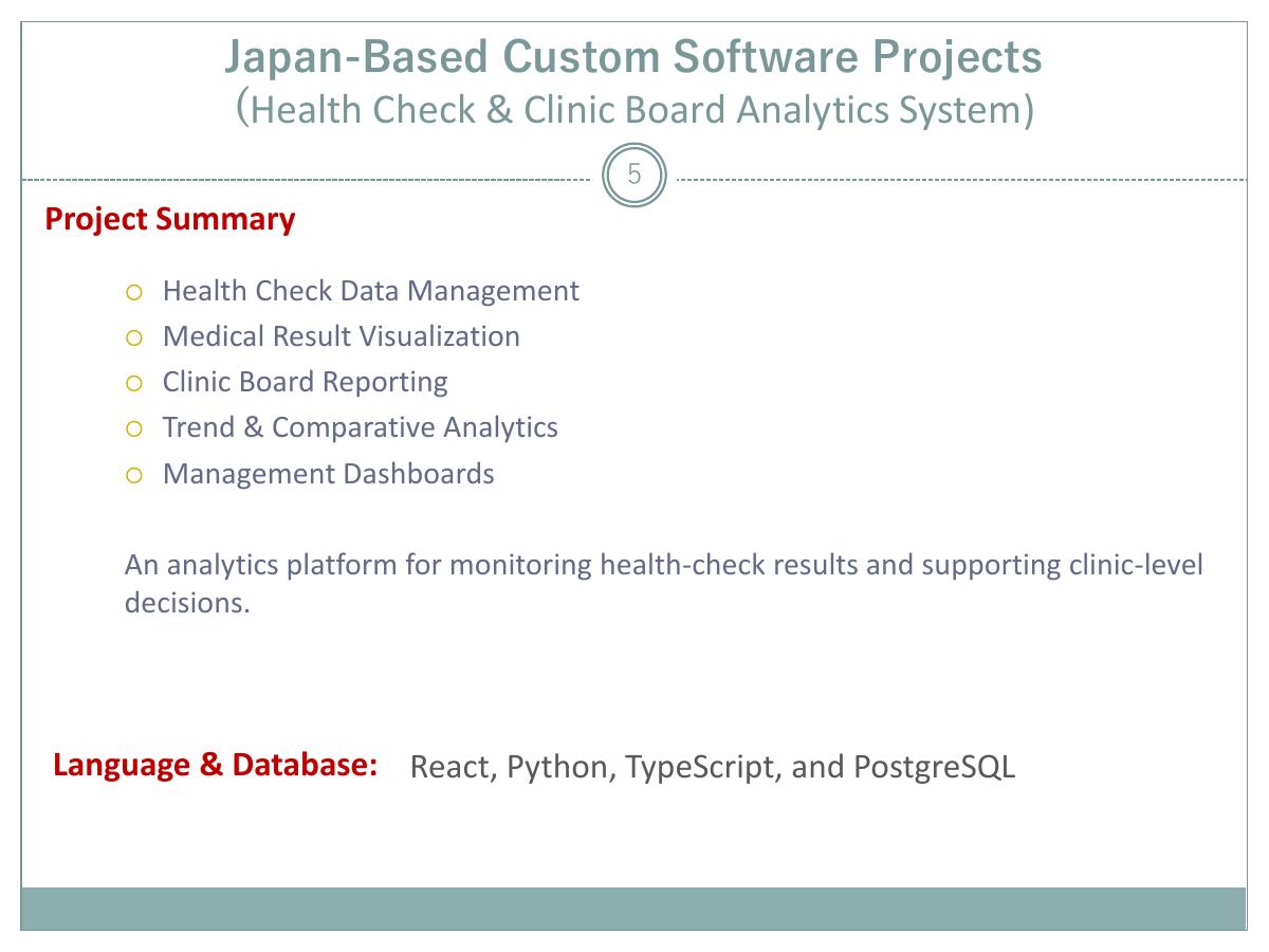 Health Check & Clinic Analytics — supplied project profile page